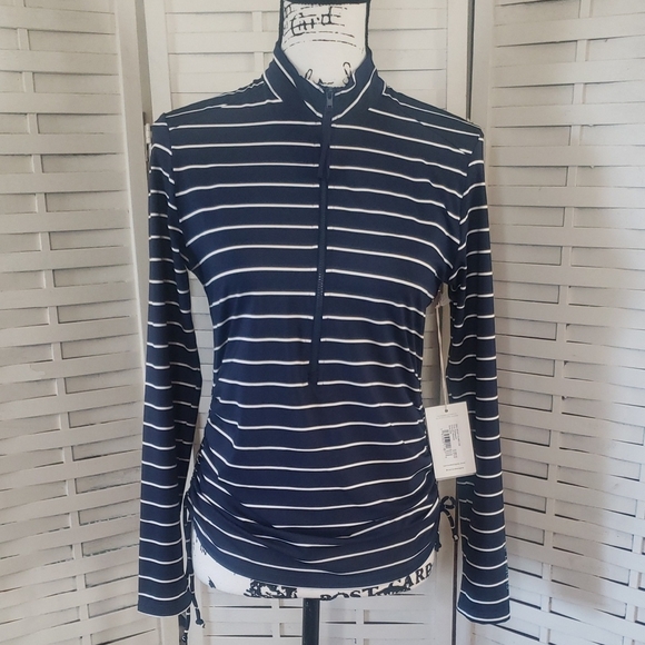 Carve Designs Navy and White Striped Long Sleeve Top Size S New - Picture 1 of 6